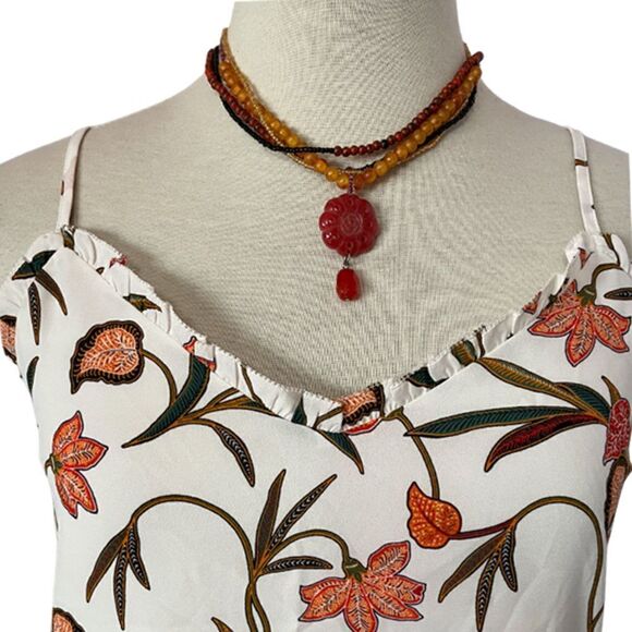 Loft Floral Ruffle Spaghetti Strap Top Size XXSP - Picture 4 of 8